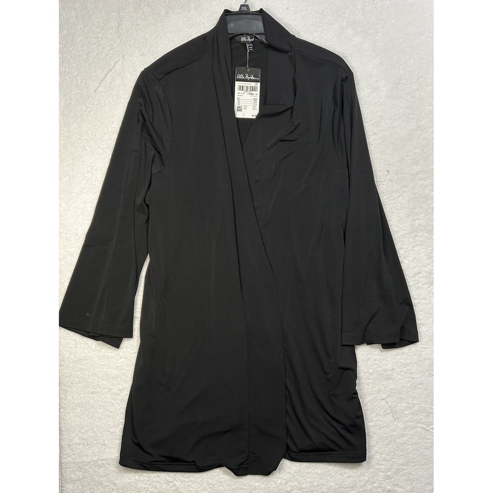 Ulla Popken Womens Size 16/18 3/4 Sleeve Black Cardigan Top New (L7)